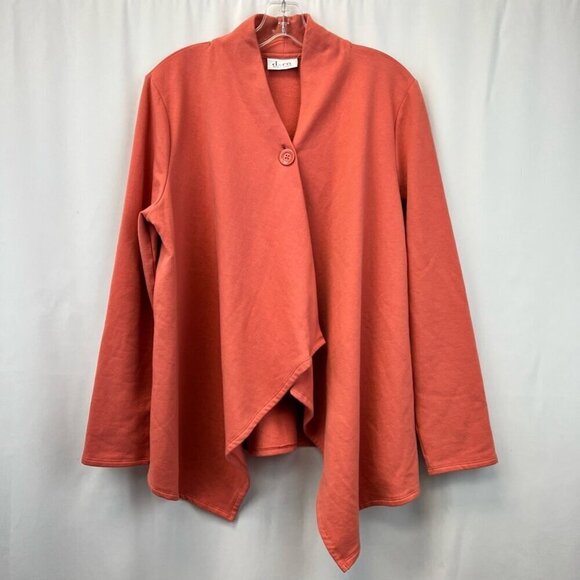 Denim & Co. Womens Cardigan Sweater Coral Long Sleeve V Neck Single Button M - Picture 1 of 11
